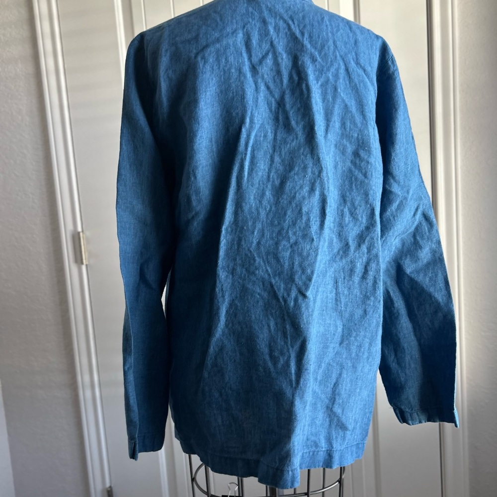 J. Jill Blue Open-Front Cardigan pure indigo linen - Picture 10 of 12